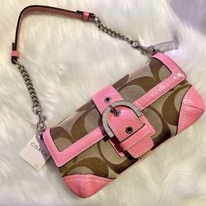 Coach Small Clutch Purse with Pink Snakeskin and Rhinestones NWT